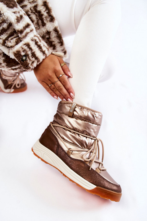 Dámske Snehule Memory Foam Big Star KK274276 zlato-Hnedá farba Dámske Snehule Memory Foam Big Star KK274276 zlato-Hnedá farba