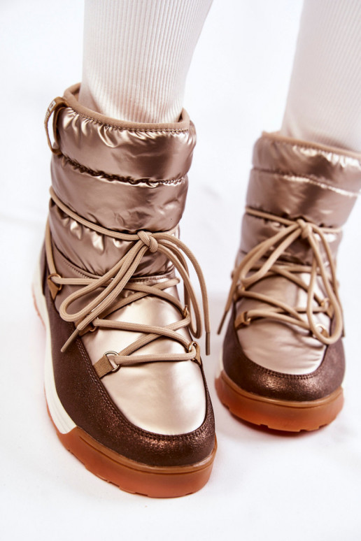 Dámske Snehule Memory Foam Big Star KK274276 zlato-Hnedá farba Dámske Snehule Memory Foam Big Star KK274276 zlato-Hnedá farba