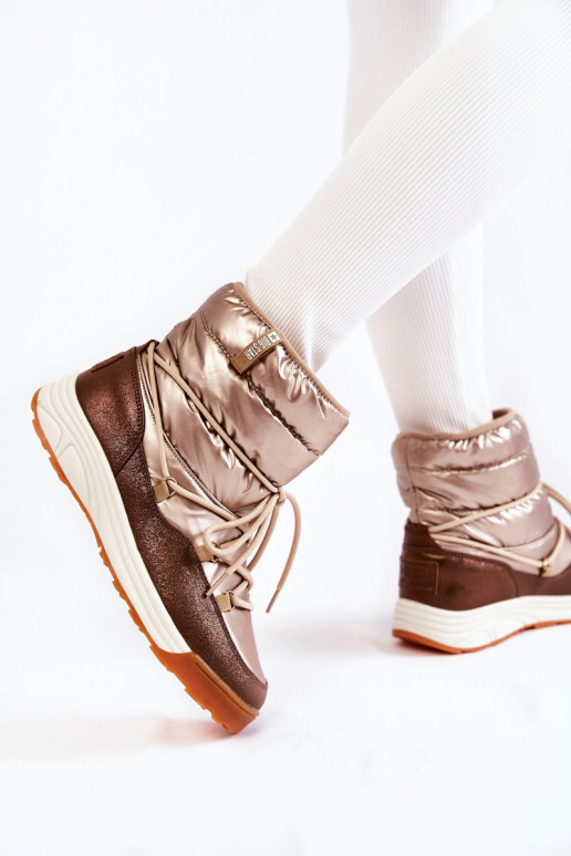 Dámske Snehule Memory Foam Big Star KK274276 zlato-Hnedá farba Dámske Snehule Memory Foam Big Star KK274276 zlato-Hnedá farba