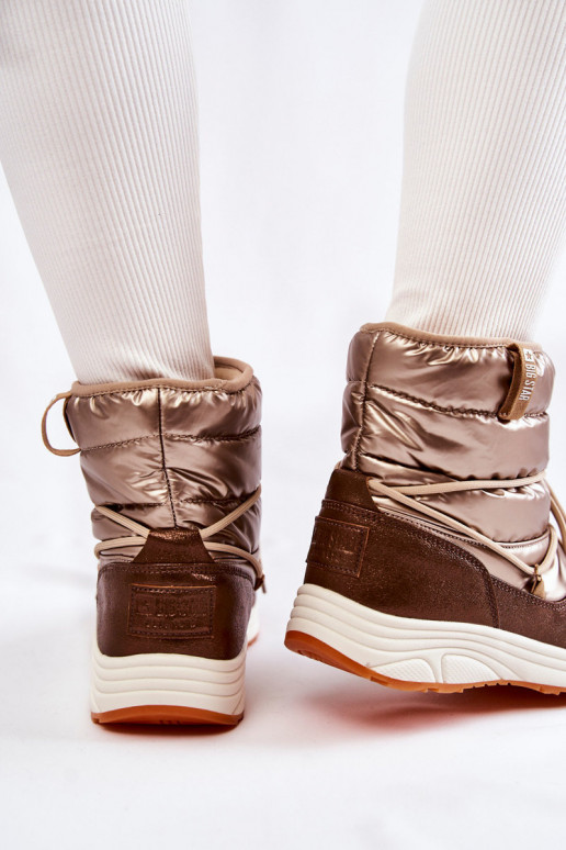 Dámske Snehule Memory Foam Big Star KK274276 zlato-Hnedá farba Dámske Snehule Memory Foam Big Star KK274276 zlato-Hnedá farba