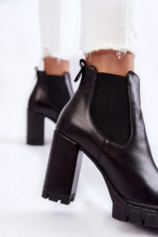 Kožené Čižmy Hladký s podpätkami čierna Eldey