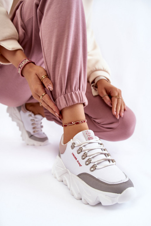 Dámske Tenisky model obuvi s platformou Cross Jeans KK2R4071C biela farba Dámske Tenisky model obuvi s platformou Cross Jeans KK2R4071C biela farba