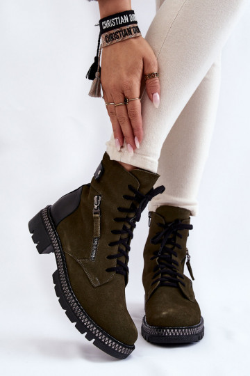 zo semišu zahriať sa Čižmy Laura Messi 2508 zelená farba