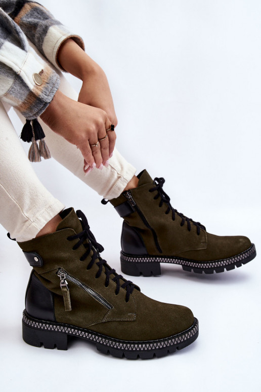 zo semišu zahriať sa Čižmy Laura Messi 2508 zelená farba