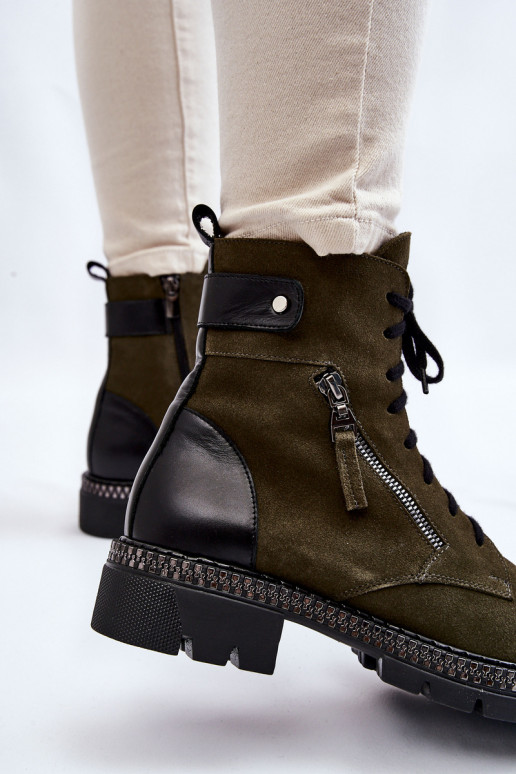 zo semišu zahriať sa Čižmy Laura Messi 2508 zelená farba