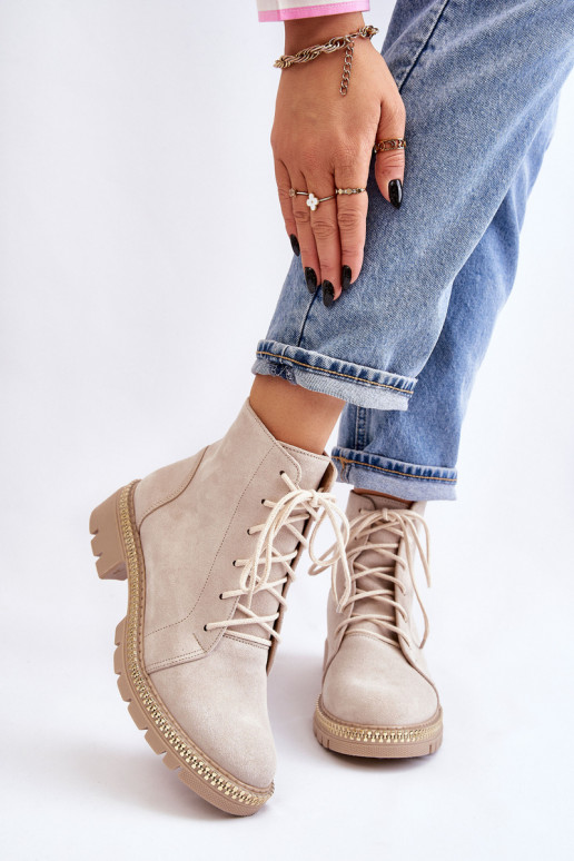 Čižmy so širokými podpätkami LeInski Shoes 3285 slonovina Čižmy so širokými podpätkami LeInski Shoes 3285 slonovina