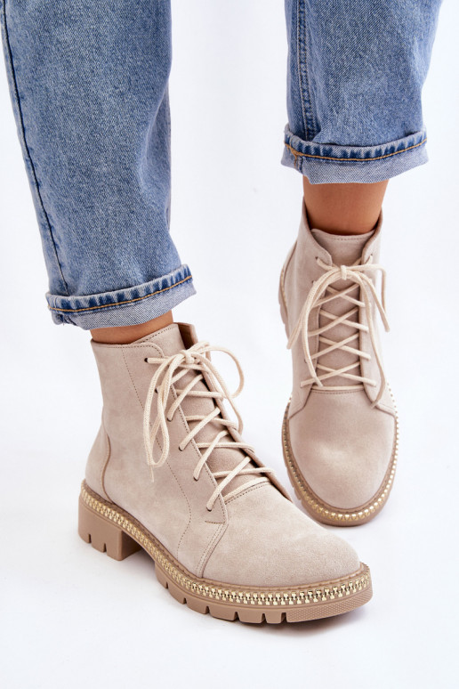 Čižmy so širokými podpätkami LeInski Shoes 3285 slonovina Čižmy so širokými podpätkami LeInski Shoes 3285 slonovina