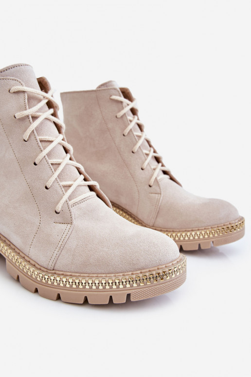 Čižmy so širokými podpätkami LeInski Shoes 3285 slonovina Čižmy so širokými podpätkami LeInski Shoes 3285 slonovina