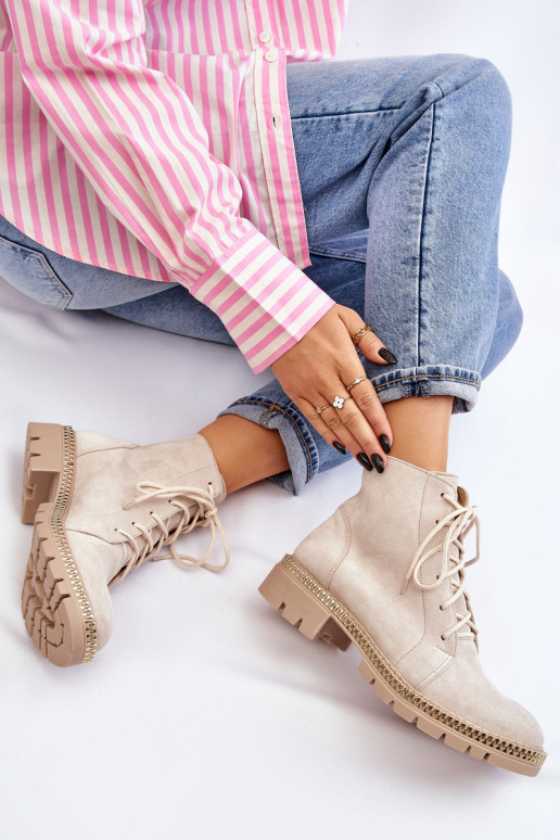 Čižmy so širokými podpätkami LeInski Shoes 3285 slonovina Čižmy so širokými podpätkami LeInski Shoes 3285 slonovina