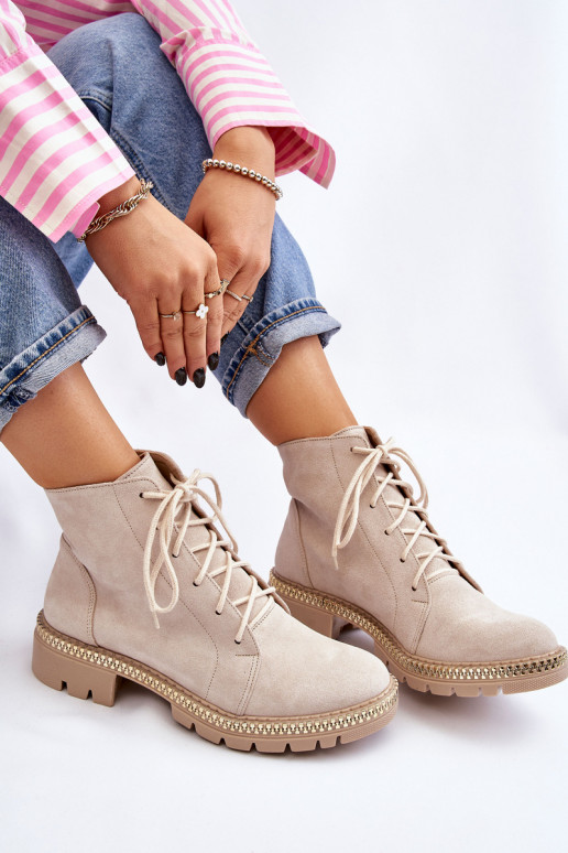 Čižmy so širokými podpätkami LeInski Shoes 3285 slonovina Čižmy so širokými podpätkami LeInski Shoes 3285 slonovina