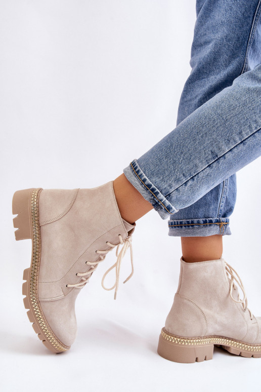 Čižmy so širokými podpätkami LeInski Shoes 3285 slonovina Čižmy so širokými podpätkami LeInski Shoes 3285 slonovina