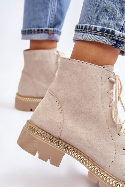 Čižmy so širokými podpätkami LeInski Shoes 3285 slonovina Čižmy so širokými podpätkami LeInski Shoes 3285 slonovina