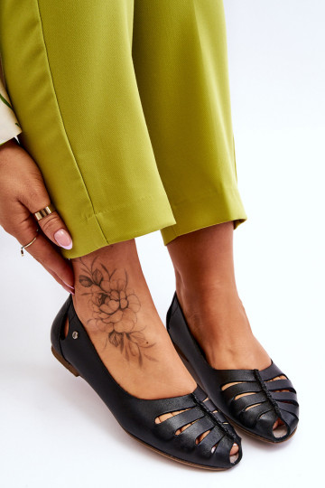 Pohodlné balerínky z pravej kože Dámske čierna Lemar Luka 2