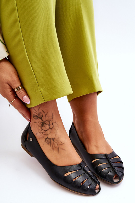 Pohodlné balerínky z pravej kože Dámske čierna Lemar Luka