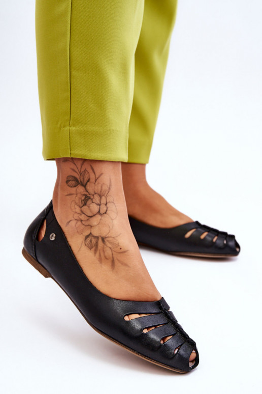 Pohodlné balerínky z pravej kože Dámske čierna Lemar Luka