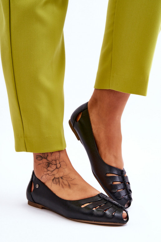 Pohodlné balerínky z pravej kože Dámske čierna Lemar Luka