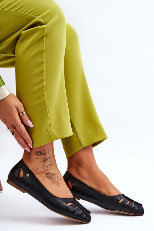 Pohodlné balerínky z pravej kože Dámske čierna Lemar Luka