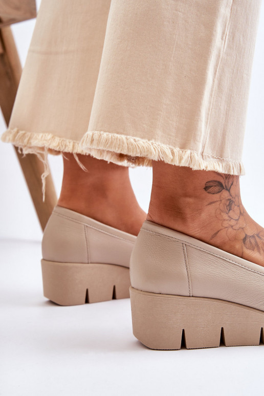 Kožené Mokasíny Zapnuté INedge béžová Lemar Felicita Kožené Mokasíny Zapnuté INedge béžová Lemar Felicita