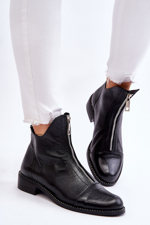 Kožené Čižmy so zipsami Nicole 2785/037 čierna Kožené Čižmy so zipsami Nicole 2785/037 čierna