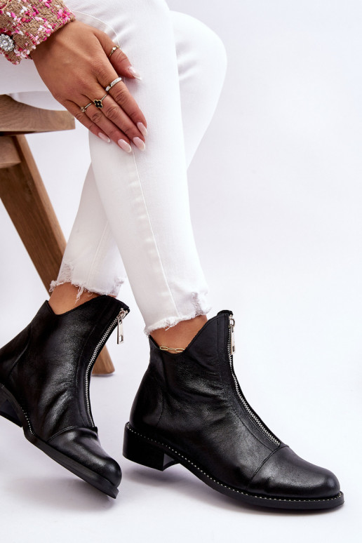 Kožené Čižmy so zipsami Nicole 2785/037 čierna Kožené Čižmy so zipsami Nicole 2785/037 čierna