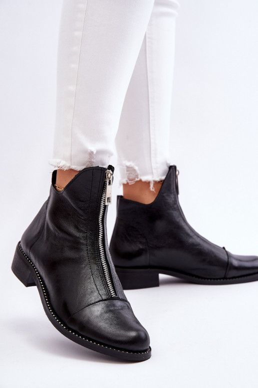 Kožené Čižmy so zipsami Nicole 2785/037 čierna Kožené Čižmy so zipsami Nicole 2785/037 čierna