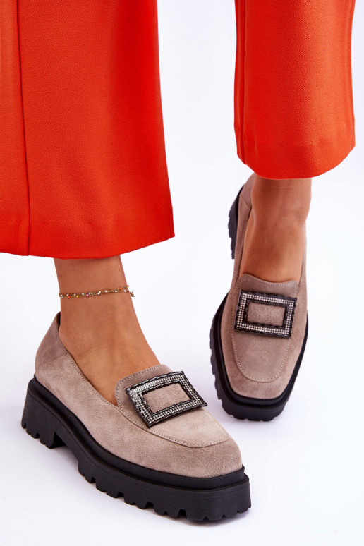 Pohodlné Semišové mokasíny béžová Agathe Pohodlné Semišové mokasíny béžová Agathe