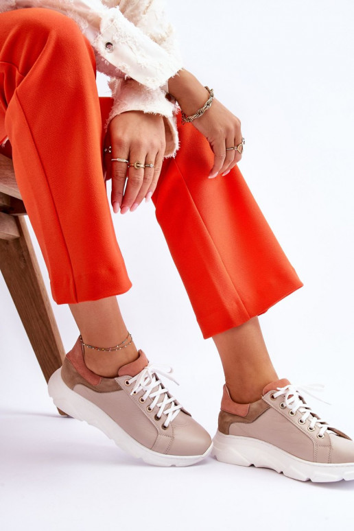 Pohodlné Kožené tenisky s platformou béžová Alisane Pohodlné Kožené tenisky s platformou béžová Alisane