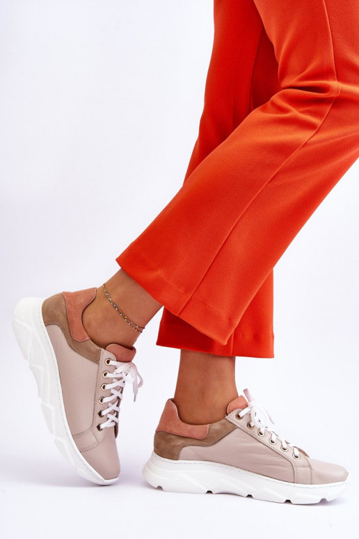 Pohodlné Kožené tenisky s platformou béžová Alisane Pohodlné Kožené tenisky s platformou béžová Alisane