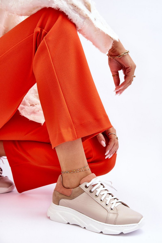 Pohodlné Kožené tenisky s platformou béžová Alisane Pohodlné Kožené tenisky s platformou béžová Alisane