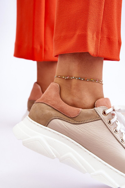 Pohodlné Kožené tenisky s platformou béžová Alisane Pohodlné Kožené tenisky s platformou béžová Alisane