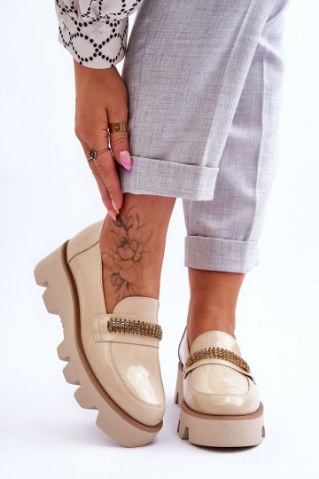 Módne Mokasíny s platformou s ozdobami Laura Messi 2600 béžová