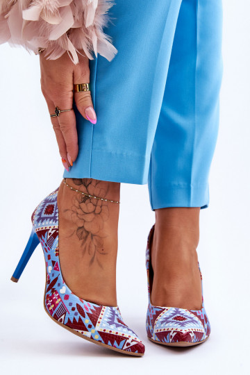 Módne Kožené štekle LeInski Shoes 2659 Modráčervená