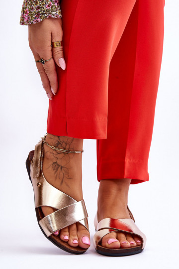 Zazoo 40141 Dámske sandále s lepiacimi spojkami zlatej farby