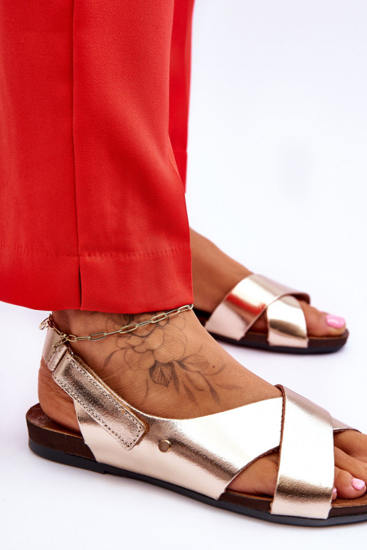 Zazoo 40141 Dámske sandále s lepiacimi spojkami zlatej farby