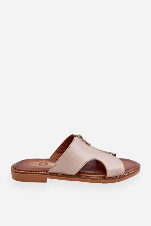 Dámske Papuče s ozdobnými zipsami béžová Lemar Clarence Dámske Papuče s ozdobnými zipsami béžová Lemar Clarence