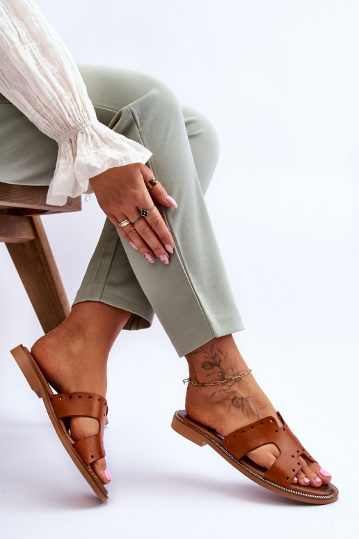 Zazoo 40326 Dámske Papuče S ozdobnými výrezmi Hnedá farba Zazoo 40326 Dámske Papuče S ozdobnými výrezmi Hnedá farba