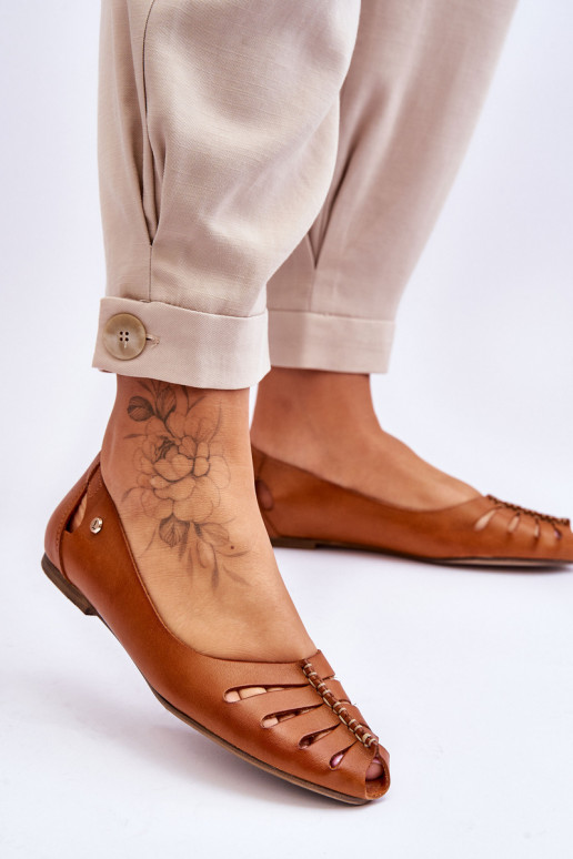 Zazoo 10009 Pohodlné balerínky z pravej kože Dámske Hnedá farba Zazoo 10009 Pohodlné balerínky z pravej kože Dámske Hnedá farba