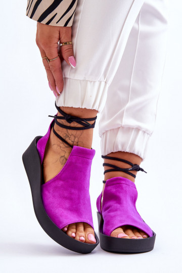 Zazoo 2743 Semišové sandále na platforme Ružová