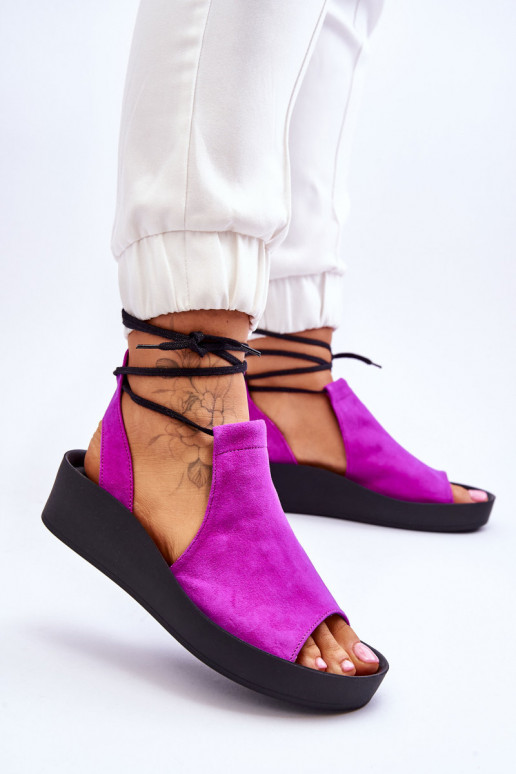 Zazoo 2743 Semišové sandále na platforme Ružová