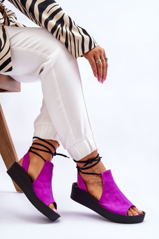 Zazoo 2743 Semišové sandále na platforme Ružová