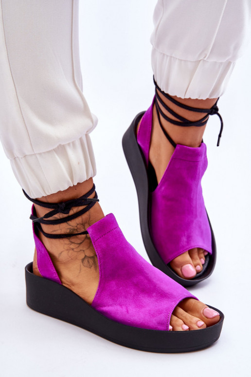 Zazoo 2743 Semišové sandále na platforme Ružová