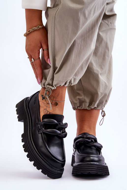 Kožené Mokasíny topánky Big Star LL274580 čierna