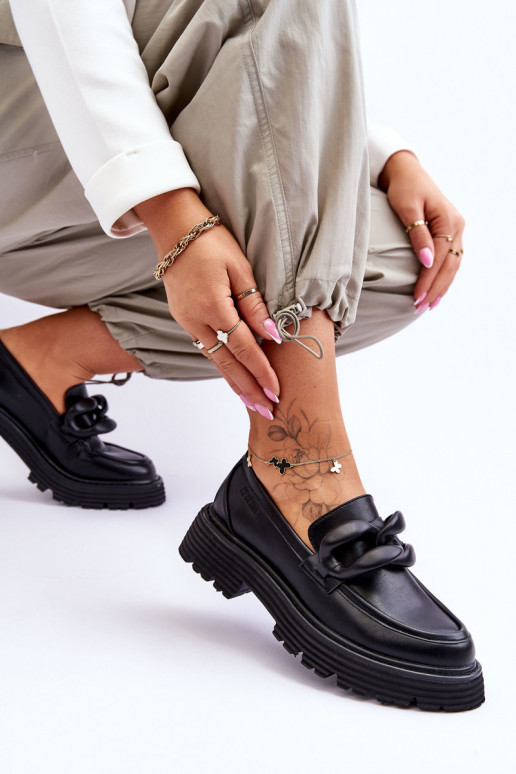 Kožené Mokasíny topánky Big Star LL274580 čierna