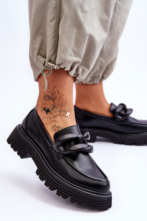 Kožené Mokasíny topánky Big Star LL274580 čierna