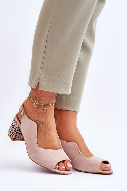 Dámske Semišové sandále s podpätkami Máciejka 05870-04 béžová Dámske Semišové sandále s podpätkami Máciejka 05870-04 béžová