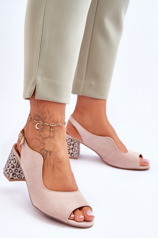 Dámske Semišové sandále s podpätkami Máciejka 05870-04 béžová Dámske Semišové sandále s podpätkami Máciejka 05870-04 béžová