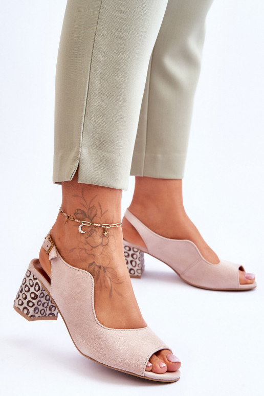 Dámske Semišové sandále s podpätkami Máciejka 05870-04 béžová Dámske Semišové sandále s podpätkami Máciejka 05870-04 béžová