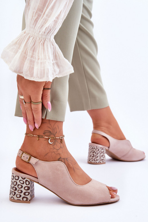 Dámske Semišové sandále s podpätkami Máciejka 05870-04 béžová Dámske Semišové sandále s podpätkami Máciejka 05870-04 béžová