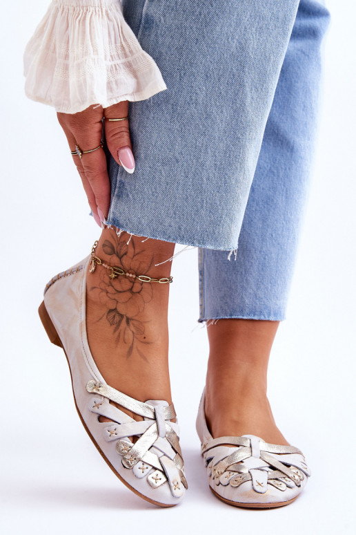 Dámske Balerínky Máciejka 01358-22 béžová-zlatej farby Dámske Balerínky Máciejka 01358-22 béžová-zlatej farby