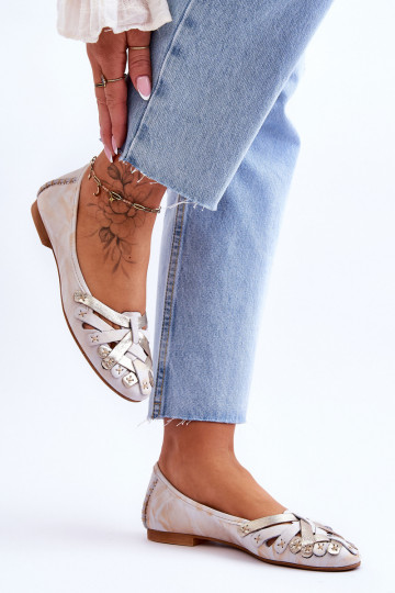 Dámske Balerínky Máciejka 01358-22 béžová-zlatej farby 2
